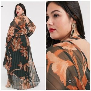 ASOS beautiful curve blouson pleated maxi dress.